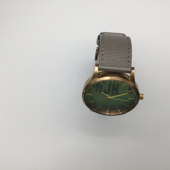 MVMT Classic Watch Men 45mm Gold Tone Date Gray Leather Band New Battery - Picture 3 of 15